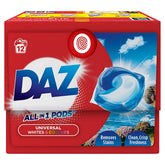 Daz - All-in-1 Pods Washing Liquid Capsules, 12 Washes (200.4g): Red box with pod image, for whites and colours, offering effective stain removal and long-lasting freshness.
